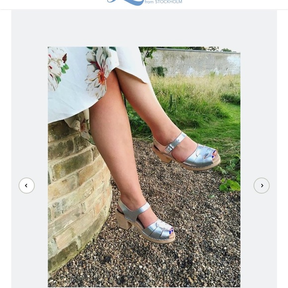 Lotta from Stockholm peep toe clog in silver. - Picture 3 of 5